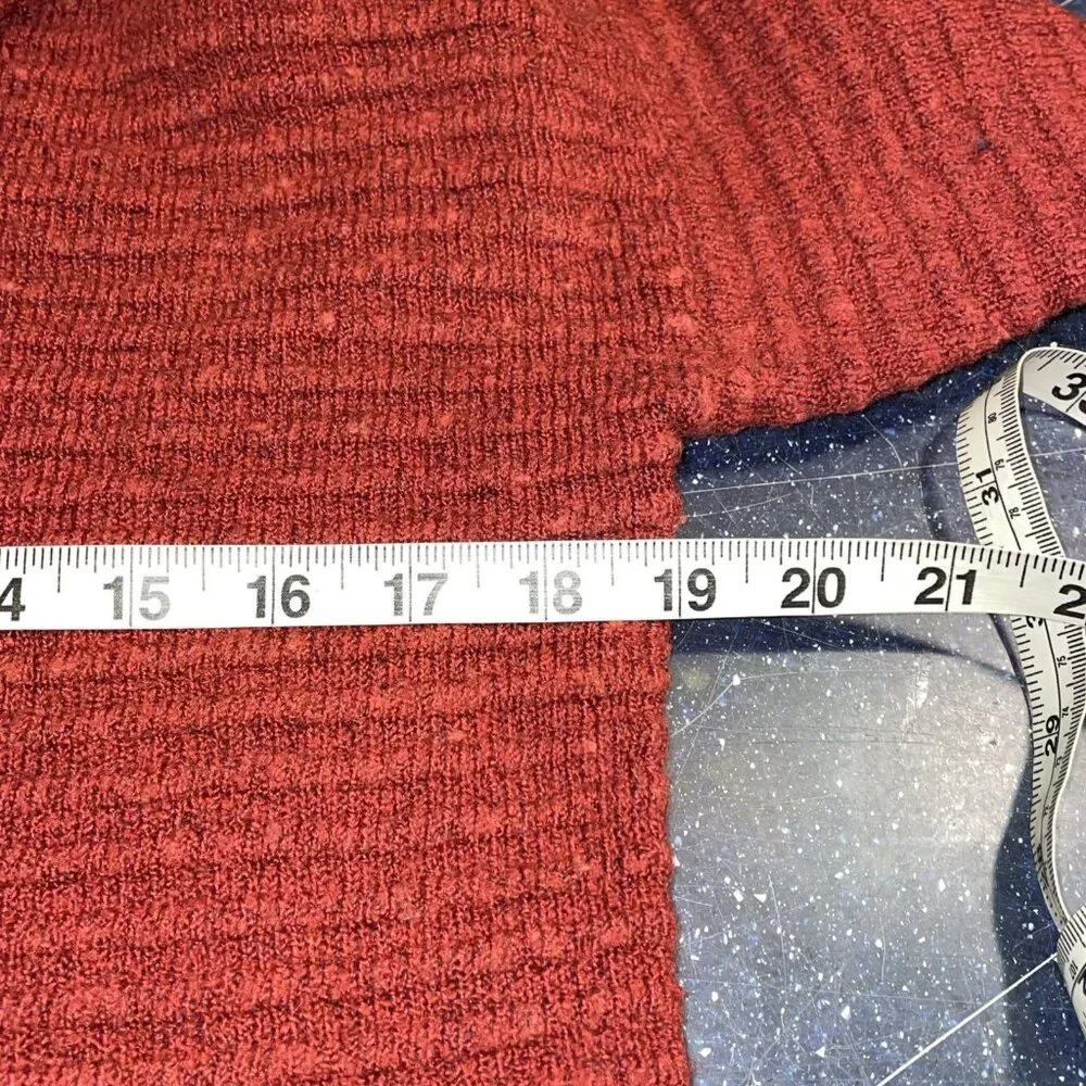 Madewell Turtleneck Sweater Maroon Dolman Sleeves Ribbed Wool Blend Sz XS O/S - Picture 6 of 8